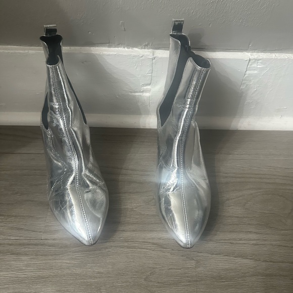 Isabel Marant Metallic Silver Ankle Boots - Picture 1 of 13